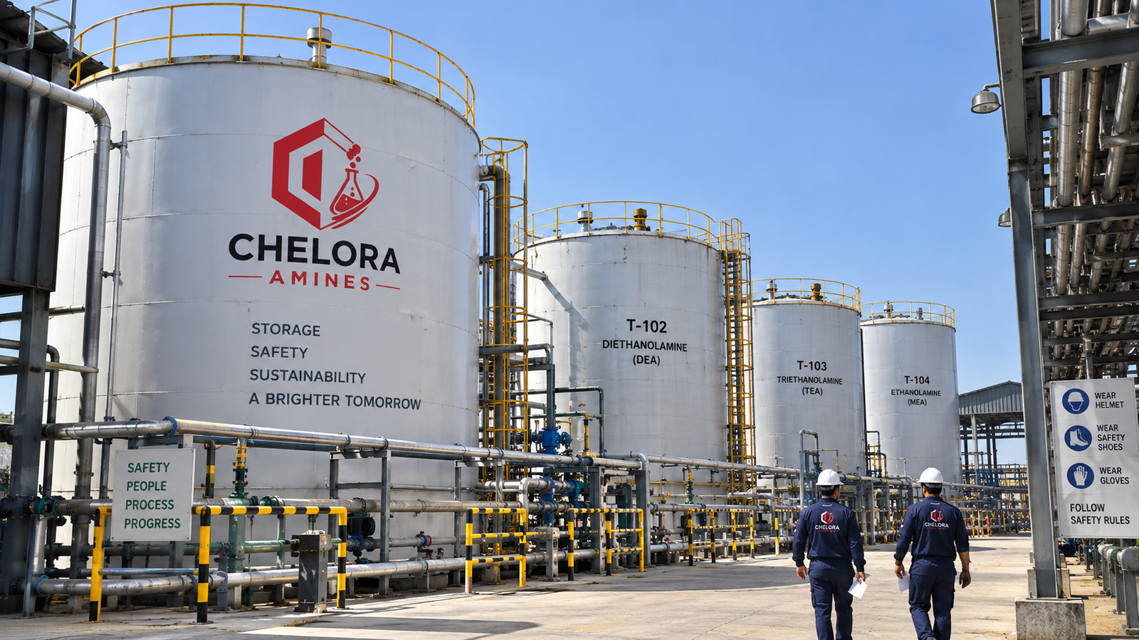 Bulk amine storage tanks